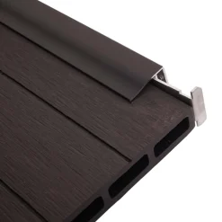Abschluss-Set für WPC-Sichtschutz Savoie, Abschlussprofil Windschutz, Alu-Pfosten ~ 180cm, anthrazit ^ MCW Best