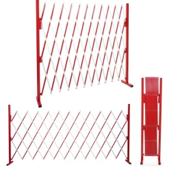 MCW Absperrgitter -B34, Scherengitter Zaun Schutzgitter ausziehbar, Alu rot-weiß ~ Höhe 153cm, Breite 36-300cm Hot