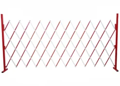 MCW Absperrgitter -B34, Scherengitter Zaun Schutzgitter ausziehbar, Alu rot-weiß ~ Höhe 153cm, Breite 36-300cm Hot