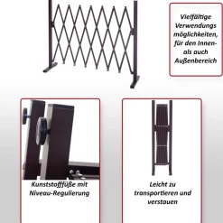 MCW Absperrgitter -B34, Scherengitter Rankhilfe Tierschutzgitter ausziehbar, Alu braun ~ Höhe 153cm, Breite 32-265cm Best