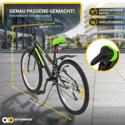 Actionbikes Kinderfahrrad Arrow 24 Zoll, Gangschaltung, V-Brake-Bremsen, verstellbar, Diamantrahmen ^ Actionbikes Motors Sale
