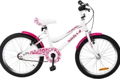 Actionbikes Motors Actionbikes Kinderfahrrad Butterfly 20 Zoll, Pink, Fahrradständer, Kettenschutz, Antirutschgriffe Weiß/Pink Clearance
