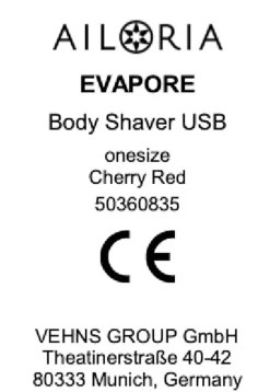 AILORIA Körperrasierer USB EVAPORE rot