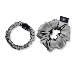 AILORIA Set Scrunchies S und M aus Seide DOUX grau Clearance