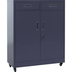 MCW Aktenschrank -O89, Stahlschrank Büroschrank, Rollen Türen Schubladen abschließbar Metall 116x90x40cm ~ dunkelgrau Outlet