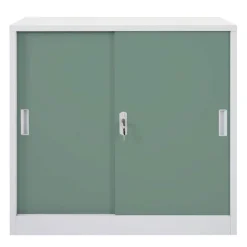MCW Aktenschrank Preston -F41, Stahlschrank Büroschrank, mit abschließbaren Schiebetüren 90x90x45cm ~ grün New