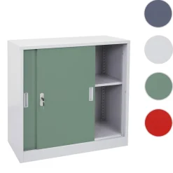 MCW Aktenschrank Preston -F41, Stahlschrank Büroschrank, mit abschließbaren Schiebetüren 90x90x45cm ~ grün New