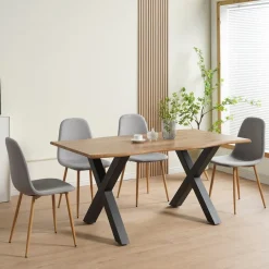 Esszimmerstuhl FANO mit Stoff Bezug, 4er Set Grau, stilvolles Vintage Design, belastbar mit 110Kg, Polsterstuhl - Moderner Küchenstuhl ^ ALBATROS Outlet
