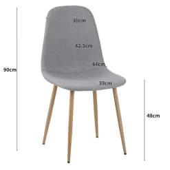 Esszimmerstuhl FANO mit Stoff Bezug, 4er Set Grau, stilvolles Vintage Design, belastbar mit 110Kg, Polsterstuhl - Moderner Küchenstuhl ^ ALBATROS Outlet