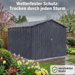 ALBATROS Profi Gerätehaus XXL – verzinktes Metall in Anthrazit (RAL 7016) | 259x313x192cm, 15,5m³ | Inkl. Schloss & Werkzeughaken | wetterfest Hot
