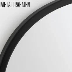 Spiegel rund schwarz mit Metallrand, 70cm Durchmesser, für Wohnzimmer, Badezimmer, Flur, Schlafzimmer, groß, Wand ^ ALBATROS New