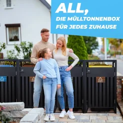 Premium Mülltonnenbox 1er – Abschließbar & wetterfest, für Garten, Hof & Straße, beliebig erweiterbar, legierter Stahl robust & langlebig ^ ALL Best