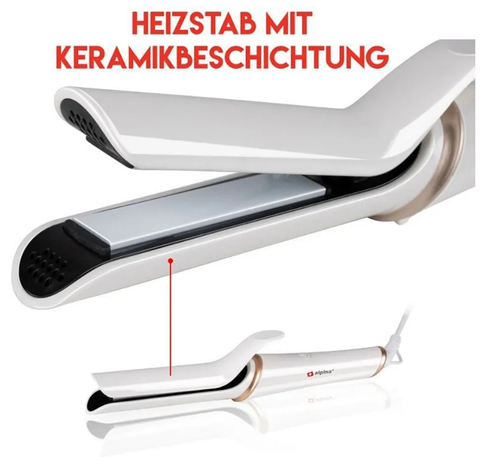 Haarglätter, 25 Watt, Weiß ^ Alpina Outlet