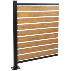 MCW Alu Mülltonnen-Zaun -K57, Erweiterungselement Mülltonnenverkleidung, Holzoptik erweiterbar 130x100x6cm ~ hellbraun Hot