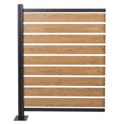 MCW Alu Mülltonnen-Zaun -K57, Erweiterungselement Mülltonnenverkleidung, Holzoptik erweiterbar 130x100x6cm ~ hellbraun Hot