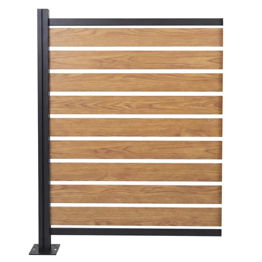 MCW Alu Mülltonnen-Zaun -K57, Erweiterungselement Mülltonnenverkleidung, Holzoptik erweiterbar 130x100x6cm ~ hellbraun Hot