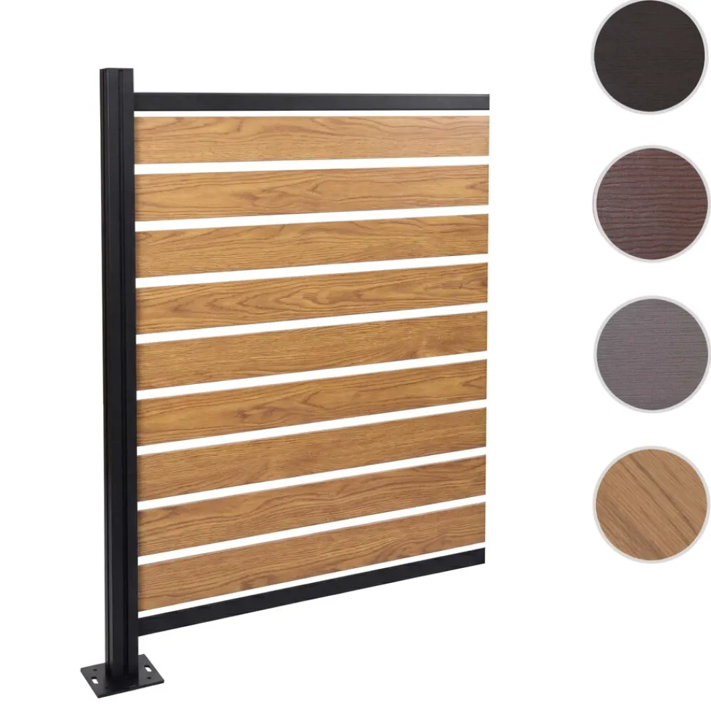 MCW Alu Mülltonnen-Zaun -K57, Erweiterungselement Mülltonnenverkleidung, Holzoptik erweiterbar 130x100x6cm ~ hellbraun Hot