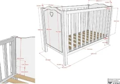 AMORI 3-tlg Set best. aus: Babybett 60x120 cm, Kommode m. 3 Schubladen, Wickelaufsatz, weiß lackiert ^ vipack Outlet