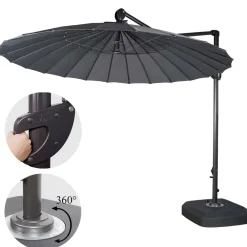 Ampelschirm -A34, Sonnenschirm mit Ständer/Schutzhülle, drehbar rollbar Ø 2,8m Polyester Alu/Stahl 25kg ~ anthrazit ^ MCW Clearance
