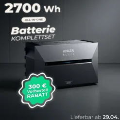 ANKER Solarbank 3 E2700 Pro 2,7kWh inkl. 800W Mikro-Wechselrichter und SmartMeter, für Balkonkraftwerk mit Speicher, 4 MPPT Solareingang, Plug&Play Clearance