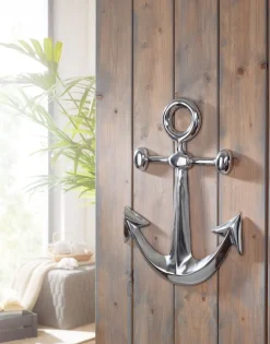 Anker Wanddeko Aluminium Silber 62x40cm Maritim Wanddeko Dekoanker Nautik ^ Finebuy Discount
