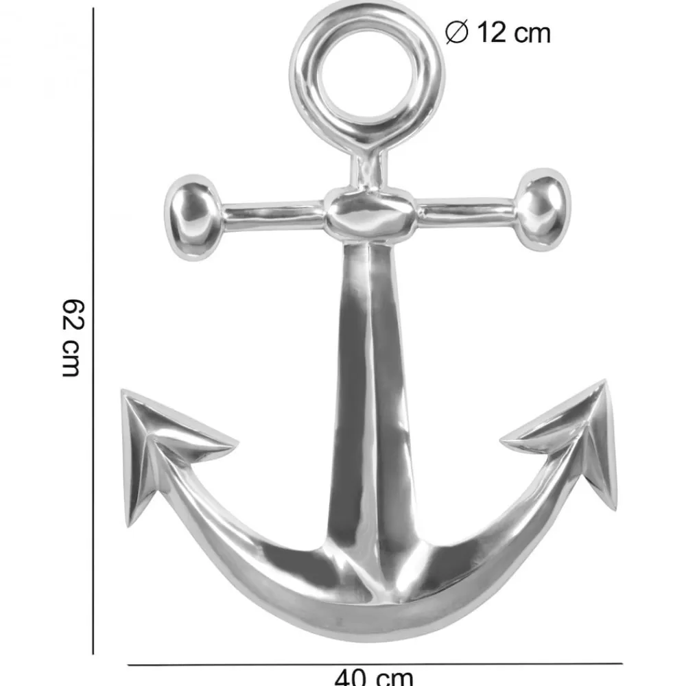 Anker Wanddeko Aluminium Silber 62x40cm Maritim Wanddeko Dekoanker Nautik ^ Finebuy Discount