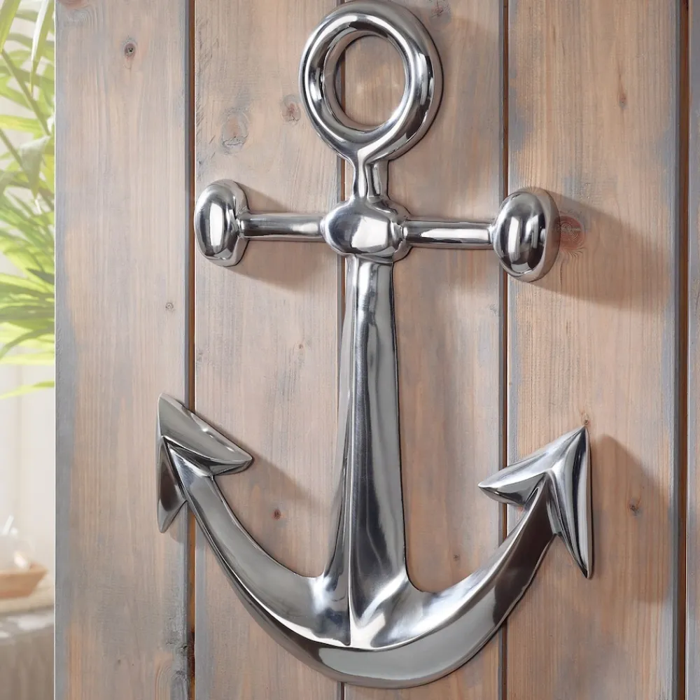 Anker Wanddeko Aluminium Silber 62x40cm Maritim Wanddeko Dekoanker Nautik ^ Finebuy Discount