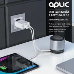 Aplic 2-Port Quick Charge USB Ladegerät 36 W / 6000 mA / Schnellladefunktion Outlet