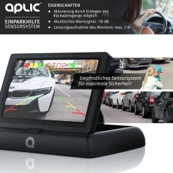 Aplic Rückfahrkamera, Einparkhilfe mit 4x Parksensoren, Kamera & 4,3" Monitor mit Nachtsicht Sale