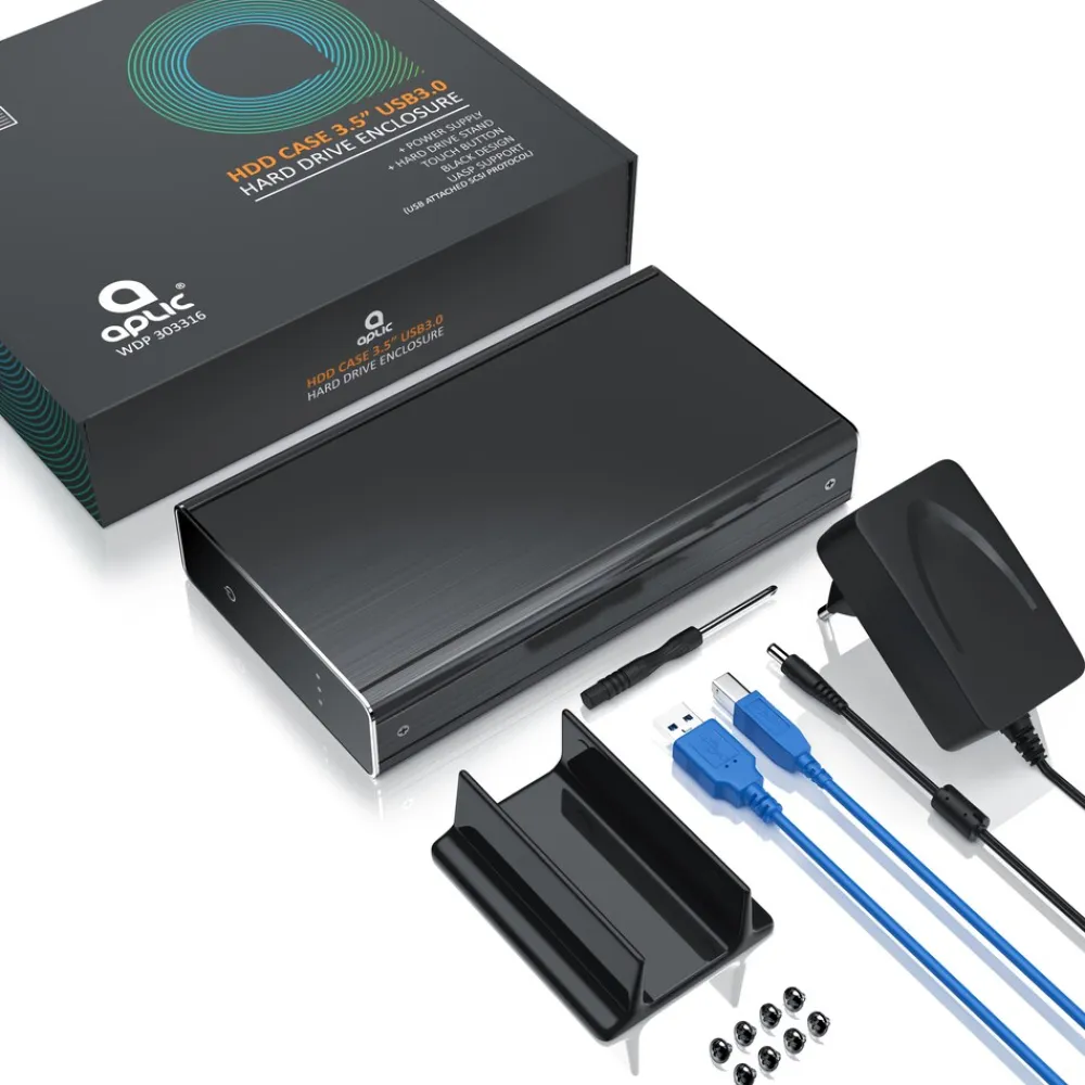 USB 3.0 Festplattengehäuse 3,5 Zoll extern - gebürstetes Aluminium - für SSD und HDD - SATA - UASP - Super Speed 5 Gbit s - Plug and Play ^ Aplic Clearance
