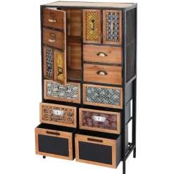 Apothekerkommode -L38, Schubladenschrank Kommode Regal Schubladen, Metall Tanne Holz, Vintage Shabby-Look 120x62x33cm ^ MCW Outlet