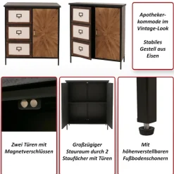 MCW Apothekerkommode -O79, Schrank Highboard Staufächer, Vintage Shabby-Look 94x80x35cm, natur hell Clearance