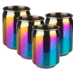 Assheuer APS 4er Set Cocktail Becher 350 ml Regenbogen-Look, Edelstahl Clearance