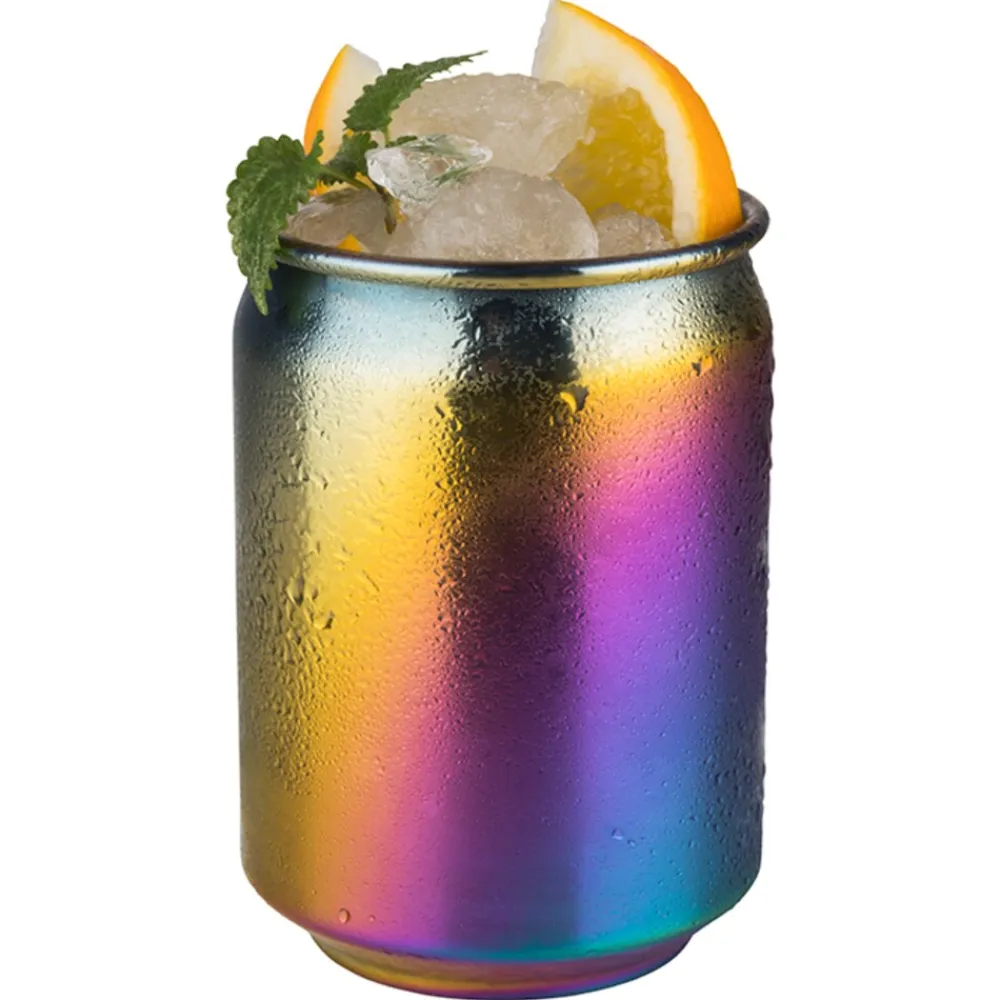 Assheuer APS 4er Set Cocktail Becher 350 ml Regenbogen-Look, Edelstahl Clearance