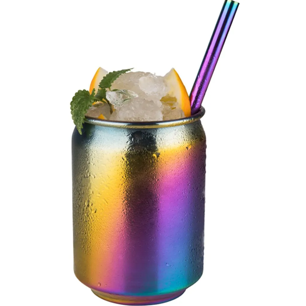 Assheuer APS 4er Set Cocktail Becher 350 ml Regenbogen-Look, Edelstahl Clearance
