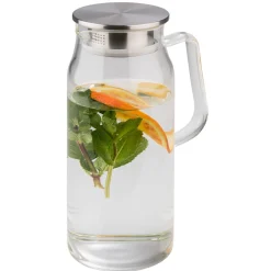 APS 1,5 Liter Glaskaraffe Glas/ Edelstahl ^ Assheuer Discount