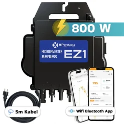 AP Systems Mikro-Wechselrichter 800 W EZ1-M-EU für Balkonkraftwerk, IP67 wetterfest, Plug-&-Play Installation, 2 MPPT, Bluetooth & WIFI, inkl. 5 m Anschlusskabel  Micro Inverter ^ SUNNIVA Outlet