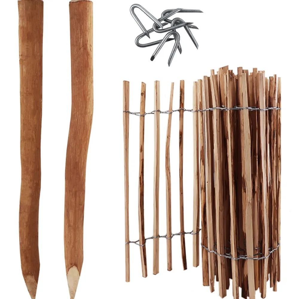 40 Holzpfosten für Staketenzaun 1,5m I Durchmesser 6-9cm I Zaunpfosten aus Haselnuss I Zaun-Pfahl ^ Aquagart