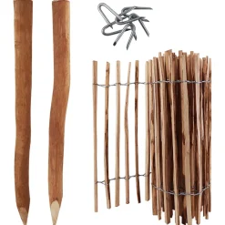 5 Holzpfosten für Staketenzaun 1,5m I Durchmesser 6-9cm I Zaunpfosten aus Haselnuss I Zaun-Pfahl ^ Aquagart New