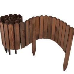Aquagart Holz Rollzaun Dunkelbraun 20x200 cm Beeteinfassung für Beet-& Rasenabgrenzungen I Flexible Beetumrandung für Wege Best