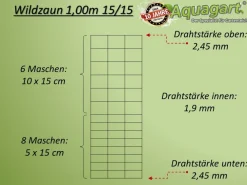Aquagart 300m Wildzaun Forstzaun Knotengeflecht Drahtzaun 100/15/15 Schwere Ausführung