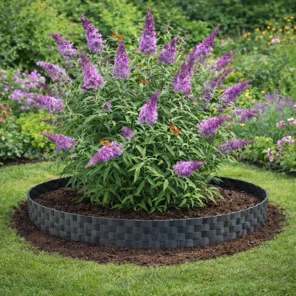 Rasenkante Rattanoptik I Anthrazit I 20x80 cm Module I Kunststoff Beeteinfassung für Beet-& Rasenabgrenzungen I Flexible Beetumrandung ^ Aquagart Hot