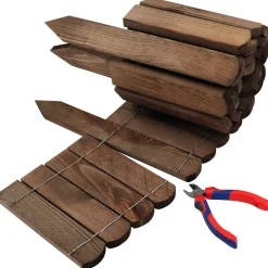 2 x Holz Rollzaun Dunkelbraun 20x200 cm Beeteinfassung für Beet-& Rasenabgrenzungen I Flexible Beetumrandung für Wege ^ Aquagart Discount