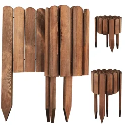 5 x Holz Rollzaun Dunkelbraun 40x200 cm Beeteinfassung für Beet-& Rasenabgrenzungen I Flexible Beetumrandung für Wege ^ Aquagart Online
