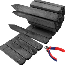 Aquagart 5 x Holz Rollzaun Grau 20x200 cm Beeteinfassung für Beet-& Rasenabgrenzungen I Flexible Beetumrandung für Wege New