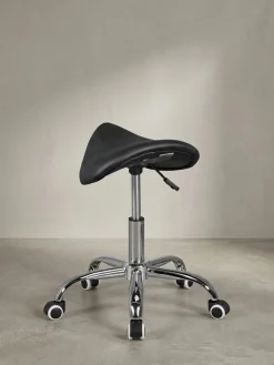 Arbeitshocker Kunstlederbezug mit Sattelsitz, höhenverstellbar und drehbar MENTON, 60x60x60 cm ^ KADIMA DESIGN Outlet