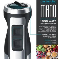 Edelstahl Stabmixer 1000 Watt Pürierstab - Handmixer - stufenlose Regelung  silber/schwarz ^ Arendo Discount