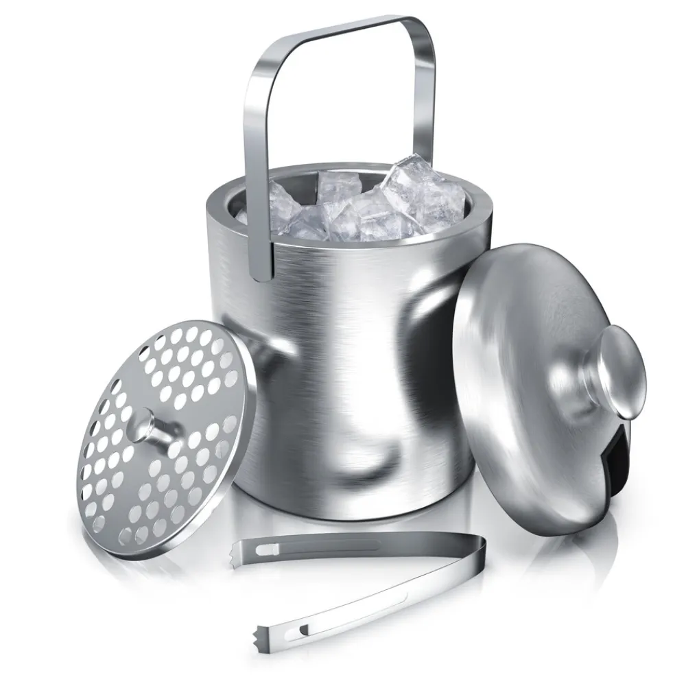 Arendo Eiseimer, Edelstahl, 1,3 l, doppelwandig, mit Deckel