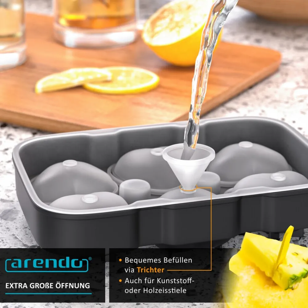 Arendo Eiswürfelform 6x Herzform sechsfach, temperaturbeständig, bis -40°C, (1-tlg), leicht zu lösen, für Cocktails, Obstsaft, Whisky