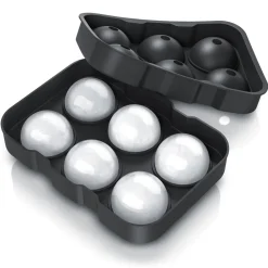 Eiswürfelform 6x46ml Kugelform sechsfach mit Trichter & Deckel, extra große Öffnung, (1-tlg), Silikon zum leichten Herauslösen, spülmaschinengeeignet ^ Arendo